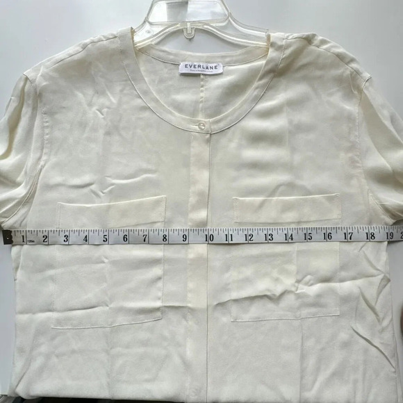 Everlane Pocket Silk Long Sleeve Blouse Women Small Button Shirt Cream Ivory - Picture 7 of 8